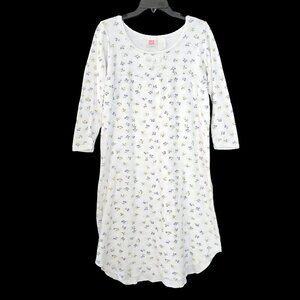 Pure Luxury White and Floral 100% Flannel Cotton Nightgown